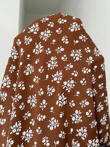 SHEIN 孕婦小碎花圓領長袖優雅洋裝 - 咖啡 - 查看 7