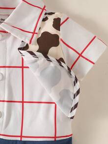 SHEIN Playful Pals Kostum Koboi Bayi Laki-Laki 3 Potong Set Terdiri dari Bodysuit dan Topi - Aprikot - View 5