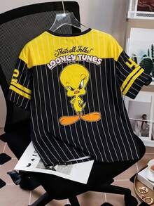 LOONEY TUNES X SHEIN 女款卡通動物印花圓領短袖休閒百搭T恤 - 白色 - 查看 2