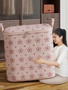 Foldable Clothing Storage Box With Handle, Large Capacity Breathable Wardrobe Organizer, Zipper Reinforced Portable Storage Bag, Suitable For Blankets, Bedding, Space-Saving, Bedroom Home Use - Multicolor - View 2