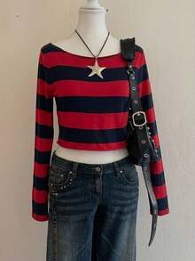 Attitoon Women's Striped Round Neck Long Sleeve Casual Top - Multicolor - View 8