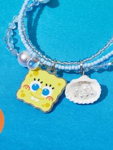 SpongeBob SquarePants | SHEIN 時尚可愛卡通狗狗壓克力手工串珠手機鍊 手機掛繩 手機吊飾 - 彩色 - 查看 2