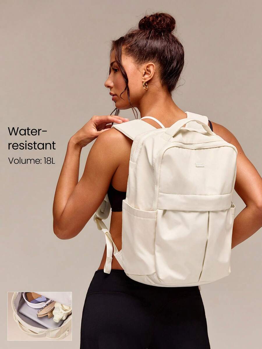 GLOWMODE Large 18L Multi-Pocket Storage Waterproof Laptop Daily Carry Backpack Bag With Side Bottle Sleeves Padded Straps Daily Active Work Travel Bag - Off-white - View 1