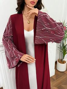 Al Najma 女款網紗拼接3D蝴蝶裝飾長袍 - 酒紅色 - 查看 7