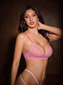 Bella Beso Bra Tanpa Punggung Berbahan Jala Lembut Hitam Seksi & Nyaman untuk Wanita - Berwarna merah muda - View 4