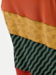 Nöista Vestido maxi con bloques de color y tirantes finos con estampados mixtos en paneles de patchwork, suave y elástico - Multicolor - Ver 11