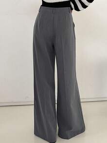 Dazy Tall Women's High Waist Loose Wide Leg Casual Trousers - Grey - View 2