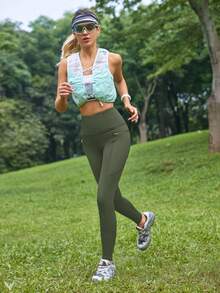 In My Nature 女款休閒拉鍊口袋戶外緊身內搭褲 - 軍綠色 - 查看 8