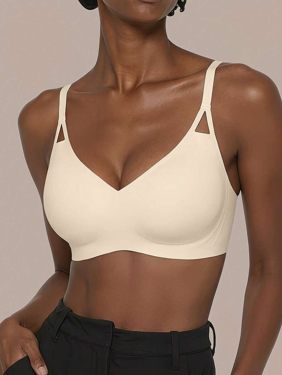 SHEIN 女款無縫內衣,1件裝 - 米色 - 查看 1