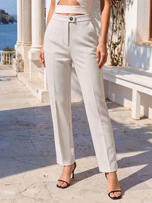 SHEIN Rosurelle Women's Fashionable Slim-Fit Long Suit Pants, Winter