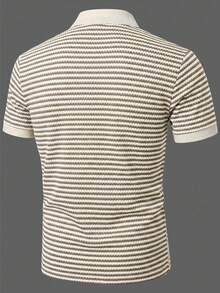 Manfinity Homme 男士条纹拼接休闲百搭通勤短袖 Polo 衫 - 彩色 - 查看 2