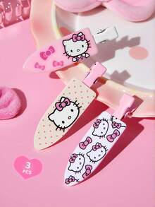 HELLO KITTY AND FRIENDS | SHEIN 3 قطع مشابك شعر بنمط كرتوني لطيف، هدايا، مشابك شعر - متعدد الألوان - مشاهدة 2