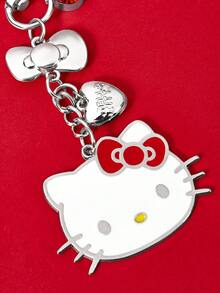 HELLO KITTY AND FRIENDS | SHEIN 水鑽可愛 3D 蝴蝶結愛心造型鑰匙圈包飾，情人節 - 紅色 - 查看 2