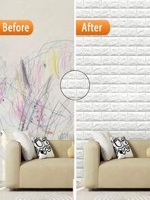 1 Roll Of Tile Wall Sticker - Easy To Paste And Peel, Can Be Freely Cut - Suitable For Decorating Kitchen, Living Room, Bathroom, Corridor, Fashionable Home Decor Rama Decoration Rama, Renovation Stickers Peel Wall Panels, Wall Paper - White - View 2