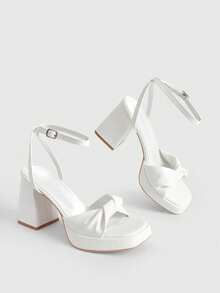 CUCCOO LuxiPop Women's Fashion White PU Platform High Heel Sandals, Summer - White PU - View 4