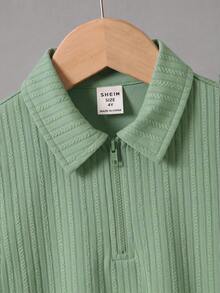 SHEIN 2 件装年轻男童休闲运动学院风文艺复古带门筒翻领 POLO 衫短裤套装童装年轻男童衣服返校男童套装适合生日派对、晚会、演出、婚礼、洗礼、开幕式、日常穿着适合日常穿着适合上学适合旅行适合运动适合春夏季节 - 薄荷綠 - 查看 4