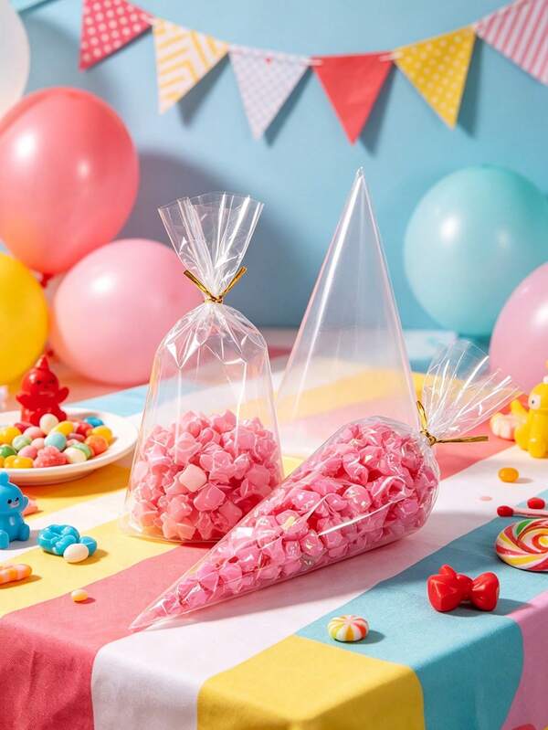 50/100/200pcs Lollipop Packaging Bags, Candy Bags, Cake Bags, Transparent Bags,Suitable ForLollipops, Cake Pops,Candies,Chocolates AndCookies, Kitchen Supplies,Household Kitchen Items DIY Candy Bag,Wedding Favors Birthday Party Decoration