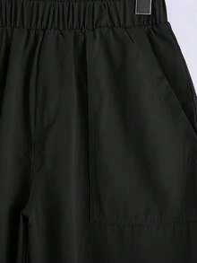 SHEIN 2件組 青少年男孩休閒舒適百搭趣味配色拼接口袋短袖上衣與長褲套裝 - 深灰色 - 查看 4