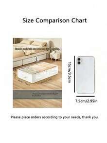 1pc White Underbed Storage Boxes, Foldable Underbed Organizer Bins, Excellent Function And Versatile Use For Blankets, Skirts, Quilts, Pillows, Clothes And Underbed Storage, Space Saving, Underbed Storage - White - View 9