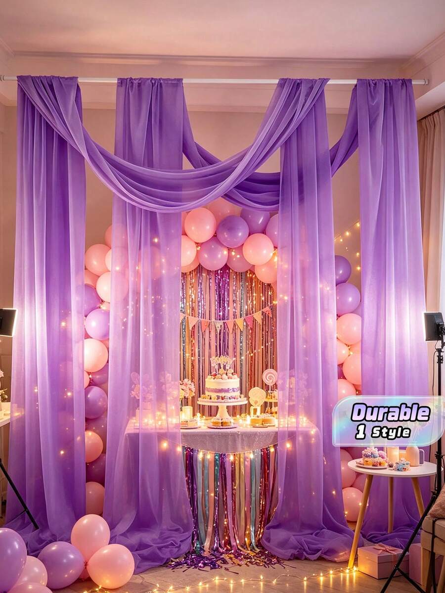 Arch Drapes, 1/2 Panel, 4.4 Yards, Sheer Backdrop Curtains, Suitable For Decorating Parties, Ceilings, Wedding Arches, Reception Desks, Christmas And Other Occasions. - multicolor - View 1
