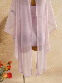 Soleia New Sexy Party Vacation Vacation Pink Sequin Sheer Asymmetrical Shoulder Loose Fit Hem Top Fitted Ruched Mini Dress Women 2pcs Set Bohemian Summer - Pink - View 5
