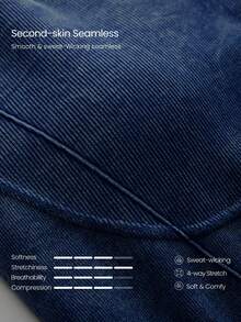 GLOWMODE Ultrafine Soft Seamless For Real Faux Denim Wash Square Racerback Tank With Removable Cups Training Workout Gym Fitness Wear - Dark Blue - View 6
