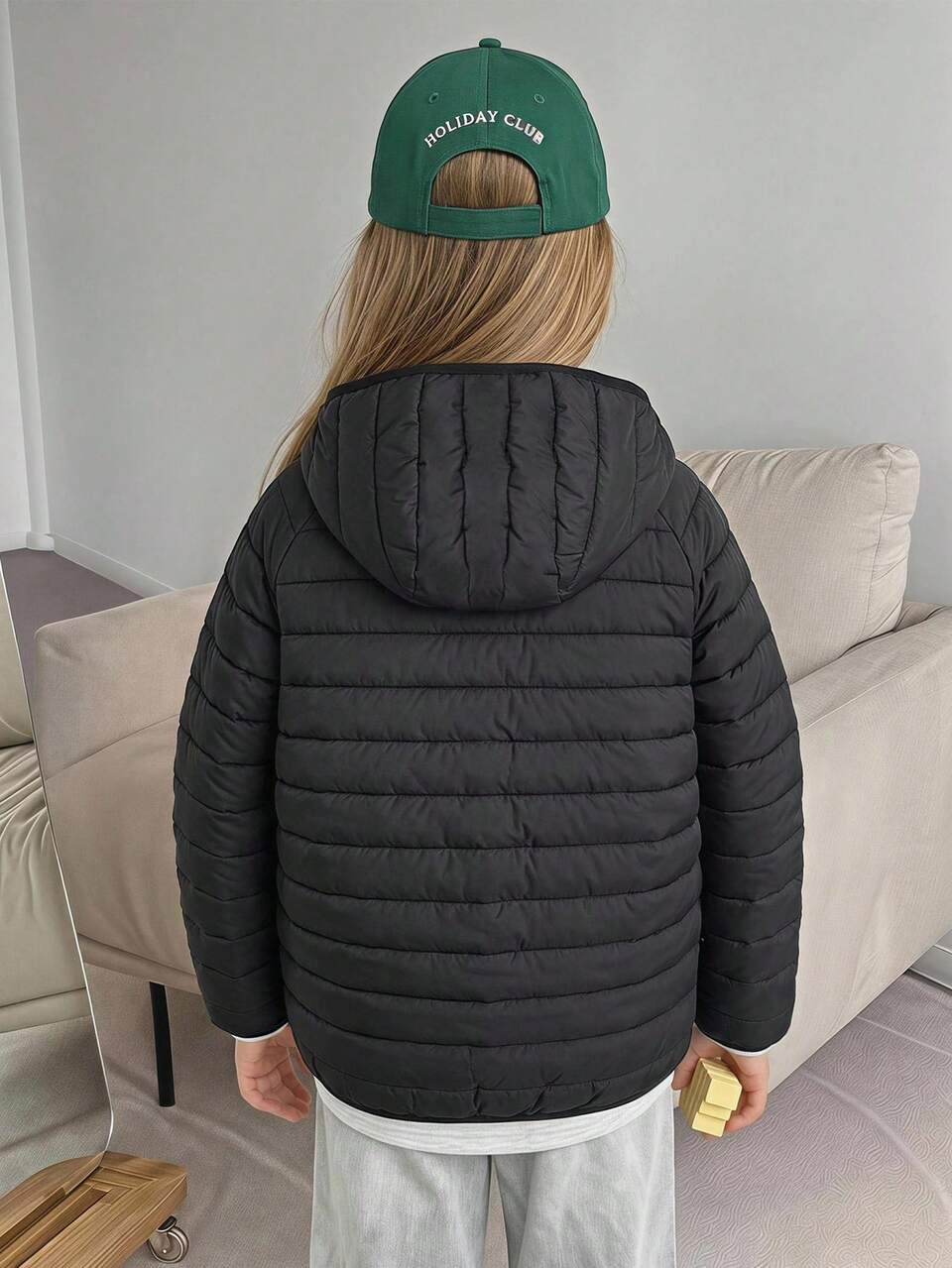Tween Girl Solid Color Single-Breasted Casual Winter Padded Coat