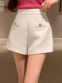 Dazy Tall Women's Solid Color Casual Versatile Daily Wear Shorts - White - View 2