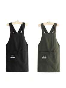 Cross-Back Kitchen Apron With Pockets, Adjustable Water-Resistant Apron For Cooking, Baking, Gardening & Work, Unisex Chef Apron - Multicolor - View 22
