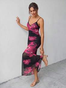 Chiquease Floral Print Cami Dress For Summer - Baby Pink - View 1