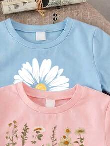 Elladie kids Bộ 6 món cho bé gái 4-7 tuổi, áo thun ngắn tay in hoa và quần dài, chất liệu nhẹ, thoải mái, phù hợp mặc hàng ngày, đi học, dự tiệc sinh nhật, dã ngoại, vui chơi ngoài trời vào mùa xuân, hè và thu. - Nhiều màu - Xem 4