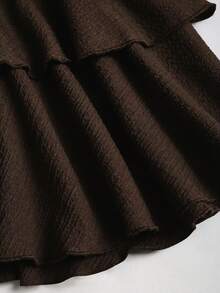 Sweetra Spring/Autumn Women's Casual Commute Textured Fabric Metal Decor Fashion Minimalist Hot Girl Versatile Skorts - Coffee Brown - View 6