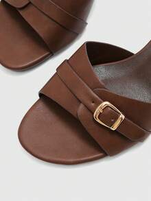 CUCCOO BIZCHIC Zapatos de mujer con punta redonda, sandalias de tacón alto elegantes de color marrón para ir al trabajo, uso casual de primavera y verano con estilo Old Money - Marrón Chocolate - Ver 8