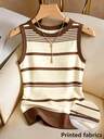 Franclia Women's Asymmetrical Striped Crew Neck Versatile Casual Tank Top