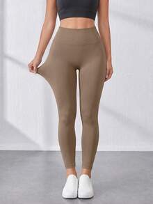 Slayform Slayform Sport Studio Legging Slim Tanpa Jahitan Pinggang Tinggi untuk Wanita - Elastis, Lembut, dan Bernapas - Coffee Brown - View 2