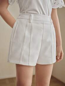 Anewsta Girls' White Casual Versatile Elastic Waist Shorts, Summer Outfit For Tween Girl - White - View 5