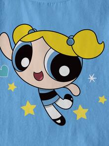 THE POWERPUFF GIRLS X SHEIN 少女卡通印花短袖休閒T恤 - 彩色 - 查看 20