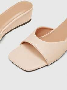 CUCCOO BIZCHIC Square Toe Wedge Heel Women's Casual Vacation Fashion Slide Sandals Outdoor Wear Open Toe Versatile Premium Look Sandals - Pink - View 6