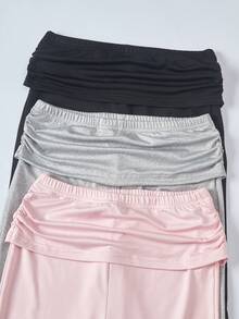 Ensemble T-shirt à col carré manches longues et pantalon évasé de couleur unie pour fille préadolescente - Multicolore - Voir 6