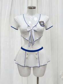Fantasy Costume Fantasy Costume 2pcs Sexy Deep V Bow Tie Costume Set For Women - White - View 8