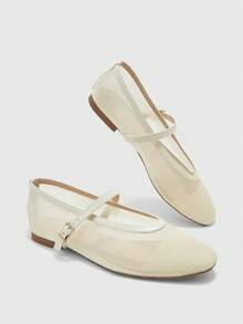 CUCCOO BIZCHIC Sederhana dan Elegan, Modis dan Serbaguna, Sepatu Flat Wanita Kasual untuk Kerja dan Perjalanan - Krem. - View 10