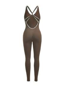 Velisys Velisys 2pcs/Set Regular One-Piece Leggings/Contrast Color Design/Basic Style/Sports One-Piece Leggings/Fitness/Yoga Seamless - Multicolor - View 8