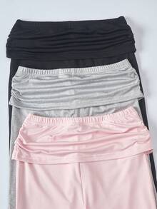 Ensemble T-shirt à col carré manches longues et pantalon évasé de couleur unie pour fille préadolescente - Multicolore - Voir 4