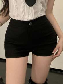 Dazy Tall Women's Fitted Elegant Basic Casual Shorts Going Out Night Black Summer - Black - View 3