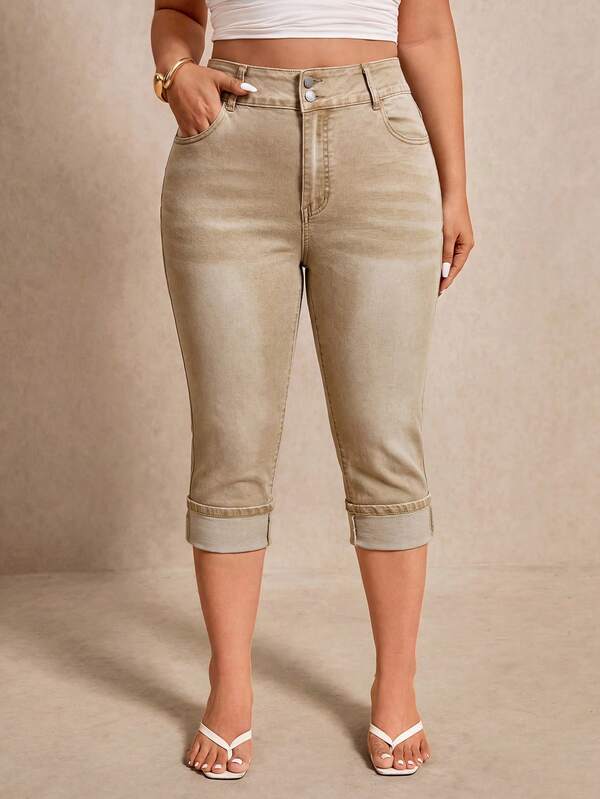Elaquor Jeans de Mezclilla Casuales para Uso Diario y Viajes para Mujeres Talla Grande con Bolsillos y Botones