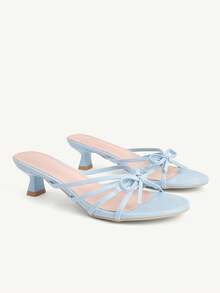 CUCCOO CHICEST Spring And Summer New Light Multi-Color Patent Leather Bow Thin Strap Sandals Versatile Vacation - Blue - View 1