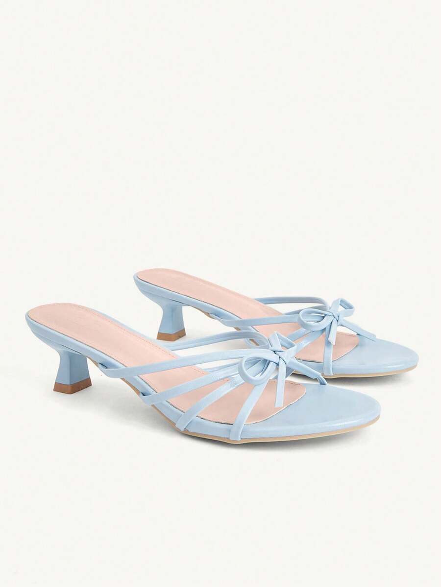 CUCCOO CHICEST Spring And Summer New Light Multi-Color Patent Leather Bow Thin Strap Sandals Versatile Vacation - Blue - View 1
