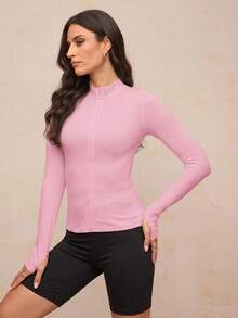Activina Women's Casual Versatile Zip-Up Long Sleeve Sports Jacket - Pink - View 4