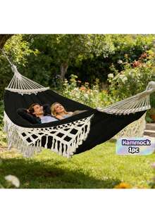 1 buah Hammock Rumbai Bohemian Ganda Baru, Desain Anti-Terbalik dengan Aksesoris Lengkap, Cocok untuk Halaman dan Taman Luar Ruangan, Perlengkapan Berkemah - MultiWarna - View 1