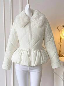 FRIFUL Women's Winter Fashion Versatile Warm Coat - White - View 11